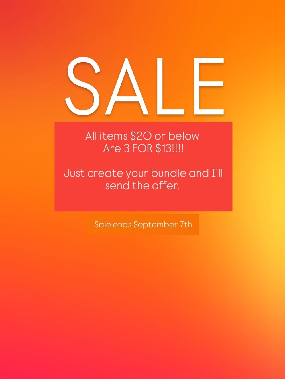 SALE All items $20 or below Are 3 FOR $13!!!!